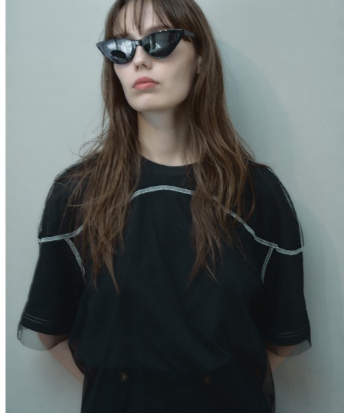 Muel Chic(ミュエルシック)の「Pal tulle CS パルチュールカットソー(Tシャツ/カットソー・レディース・ブラック/ホワイト/スカイブルー系・FREE)」の14枚目の写真