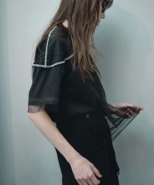 Muel Chic(ミュエルシック)の「Pal tulle CS パルチュールカットソー(Tシャツ/カットソー・レディース・ブラック/ホワイト/スカイブルー系・FREE)」の15枚目の写真