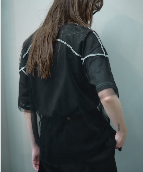 Muel Chic(ミュエルシック)の「Pal tulle CS パルチュールカットソー(Tシャツ/カットソー・レディース・ブラック/ホワイト/スカイブルー系・FREE)」の18枚目の写真