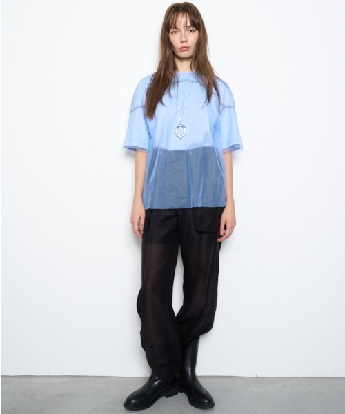 Muel Chic(ミュエルシック)の「Pal tulle CS パルチュールカットソー(Tシャツ/カットソー・レディース・ブラック/ホワイト/スカイブルー系・FREE)」の21枚目の写真