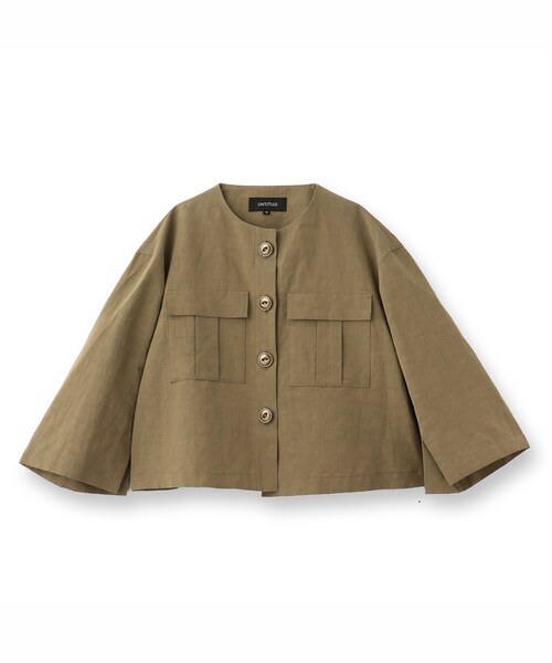 UNTITLED（アンタイトル）の「【トレンド/七分袖】タイプライター ノーカラージャケット（ノーカラージャケット・レディース・ブラック/カーキ・00/01/02/03/04/42/44/46/48/50）」の3枚目の写真