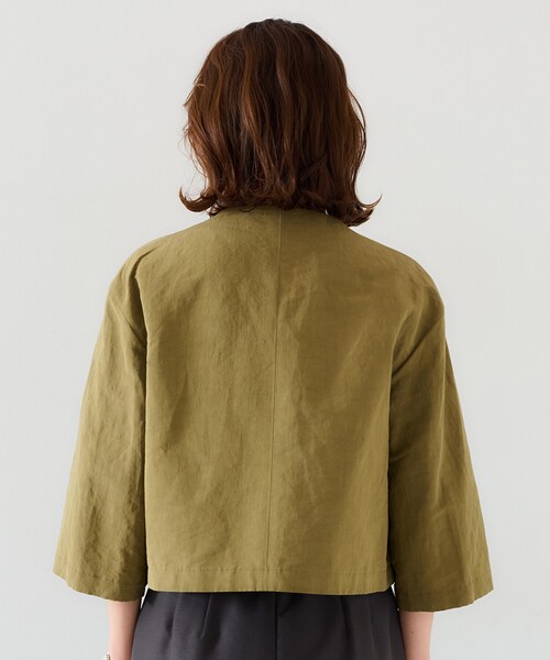 UNTITLED（アンタイトル）の「【トレンド/七分袖】タイプライター ノーカラージャケット（ノーカラージャケット・レディース・ブラック/カーキ・00/01/02/03/04/42/44/46/48/50）」の13枚目の写真