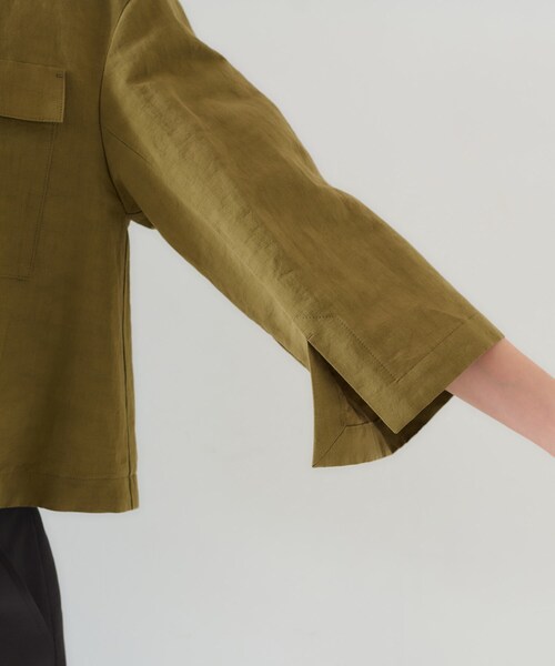 UNTITLED（アンタイトル）の「【トレンド/七分袖】タイプライター ノーカラージャケット（ノーカラージャケット・レディース・ブラック/カーキ・00/01/02/03/04/42/44/46/48/50）」の16枚目の写真