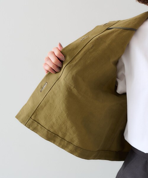 UNTITLED（アンタイトル）の「【トレンド/七分袖】タイプライター ノーカラージャケット（ノーカラージャケット・レディース・ブラック/カーキ・00/01/02/03/04/42/44/46/48/50）」の18枚目の写真