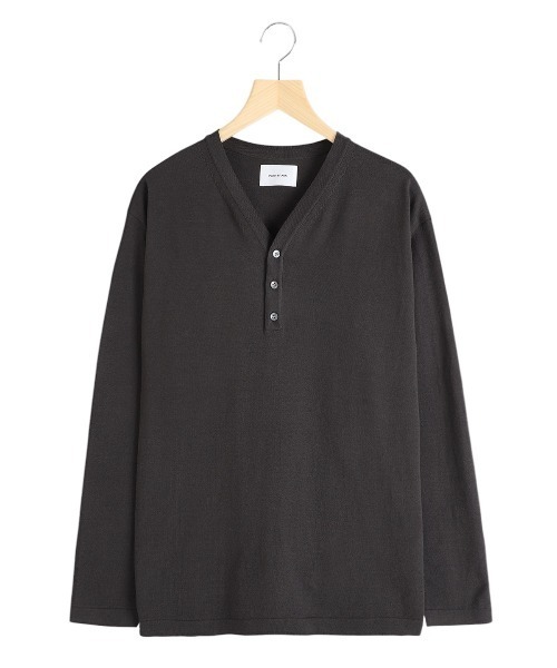 PORT BY ARK（ポートバイアーク）の「PORT BY ARK / ポートバイアーク：Henley Neck Knit：PO17-K001[COR]（ニット/セーター・メンズ・ダークグレー/ベージュ系その他/ブラック・1/2）」の19枚目の写真