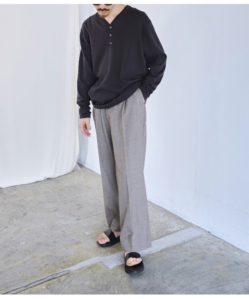 PORT BY ARK（ポートバイアーク）の「PORT BY ARK / ポートバイアーク：Henley Neck Knit：PO17-K001[COR]（ニット/セーター・メンズ・ダークグレー/ベージュ系その他/ブラック・1/2）」の18枚目の写真