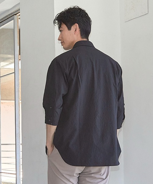 UNION STATION（ユニオンステーション）の「サッカードッツ7分袖シャツ（シャツ/ブラウス・メンズ・ブラック/ブルー/ベージュ/ホワイト・M/L/LL/S）」の7枚目の写真