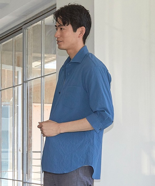 UNION STATION（ユニオンステーション）の「サッカードッツ7分袖シャツ（シャツ/ブラウス・メンズ・ブラック/ブルー/ベージュ/ホワイト・M/L/LL/S）」の11枚目の写真