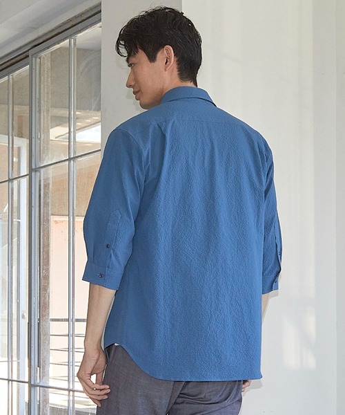 UNION STATION（ユニオンステーション）の「サッカードッツ7分袖シャツ（シャツ/ブラウス・メンズ・ブラック/ブルー/ベージュ/ホワイト・M/L/LL/S）」の12枚目の写真