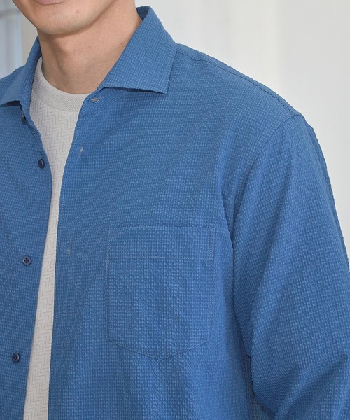 UNION STATION（ユニオンステーション）の「サッカードッツ7分袖シャツ（シャツ/ブラウス・メンズ・ブラック/ブルー/ベージュ/ホワイト・M/L/LL/S）」の13枚目の写真