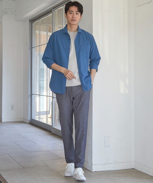 UNION STATION（ユニオンステーション）の「サッカードッツ7分袖シャツ（シャツ/ブラウス・メンズ・ブラック/ブルー/ベージュ/ホワイト・M/L/LL/S）」の14枚目の写真