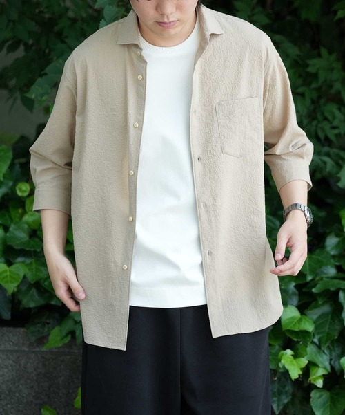 UNION STATION（ユニオンステーション）の「サッカードッツ7分袖シャツ（シャツ/ブラウス・メンズ・ブラック/ブルー/ベージュ/ホワイト・M/L/LL/S）」の18枚目の写真