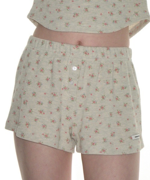 CRANK クランク　ボタンフラワーショー ツ　オートミール CRANK（クランク）の「【CRANK】BUTTON FLOWER SHORTS / 【クランク