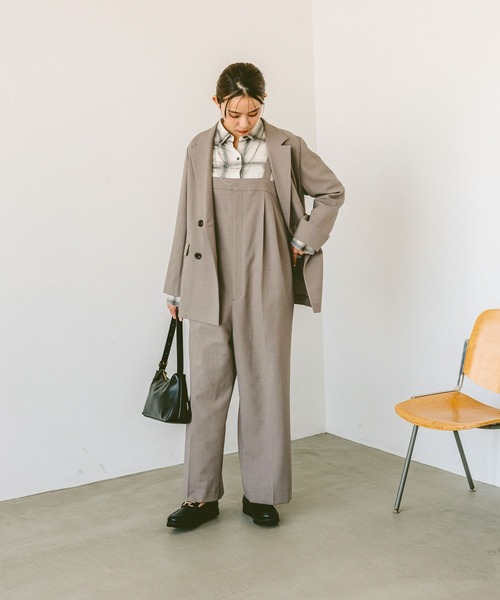 GLOBAL WORK（グローバルワーク）の「お手入れラクラクセットアップ/オールインワン/289099（つなぎ/オールインワン・レディース・ブラック/ライトベージュ/グレイッシュベージュ・MEDIUM/LARGE）」の5枚目の写真