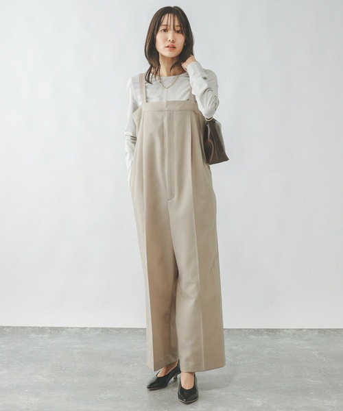 GLOBAL WORK（グローバルワーク）の「お手入れラクラクセットアップ/オールインワン/289099（つなぎ/オールインワン・レディース・ブラック/ライトベージュ/グレイッシュベージュ・MEDIUM/LARGE）」の14枚目の写真