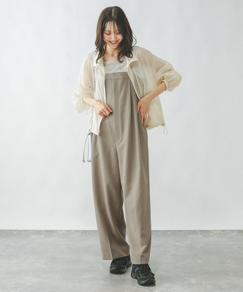 GLOBAL WORK シャーリング オールインワン ブラック ☆Lサイズ