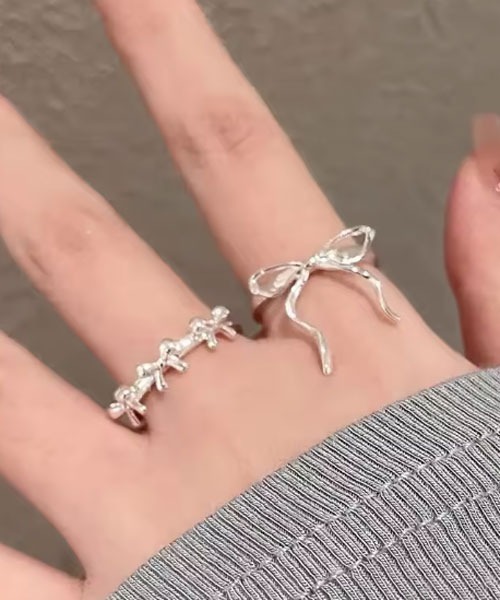 Mayree（メイリー）の「【float】リボン ガーリー デザイン シルバー リング【2個セット】（リング・レディース・シルバー・FREE）」の5枚目の写真