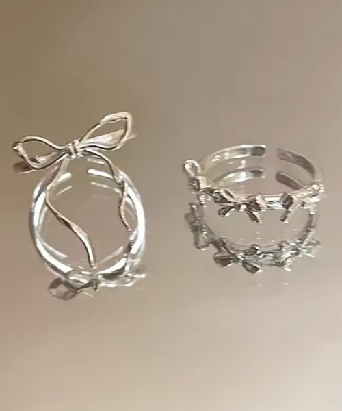 Mayree（メイリー）の「【float】リボン ガーリー デザイン シルバー リング【2個セット】（リング・レディース・シルバー・FREE）」の3枚目の写真