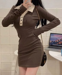 CERCA（チェルカ）の「Nia/ポロ くびれ リブタイトミニワンピース（ワンピース）」