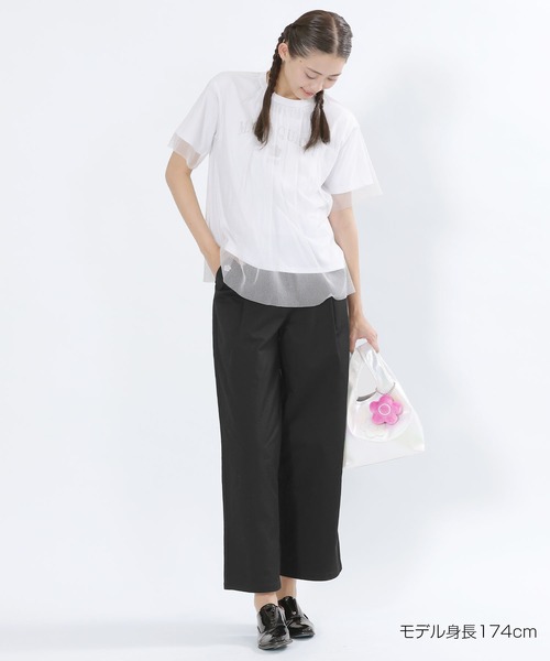 マリークワント　匿名配送　完売品　ブラックチュールトップス LILY BROWN×MARY QUANT】デイジー柄シアーチュールトップス(T
