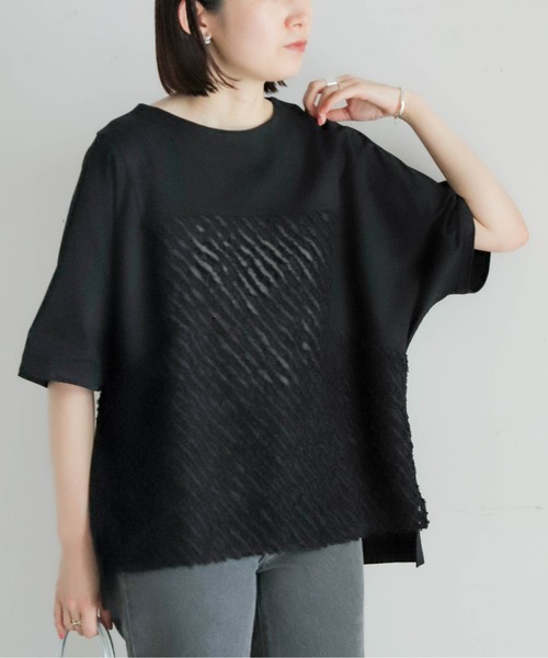 （OUTLET）NOMBRE IMPAIR ノンブルアンペール カットJQコンビ 切替ドルマンプルオーバー 08-229-5 NOMBRE IMPAIR｜カットジャガード コンビ 切替 ドルマン プル