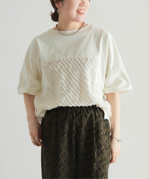 （OUTLET）NOMBRE IMPAIR ノンブルアンペール カットJQコンビ 切替ドルマンプルオーバー 08-229-5 NOMBRE IMPAIR｜カットジャガード コンビ 切替 ドルマン プル