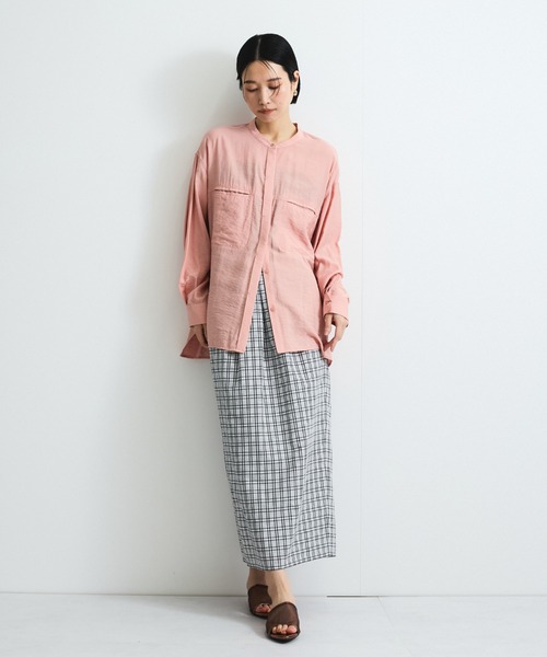 VICKY（ビッキー）の「レーヨンヴィンテージバンドカラーシャツ≪手洗い可能≫（シャツ/ブラウス・レディース・ホワイト/ピンク/ブラック・M）」の17枚目の写真