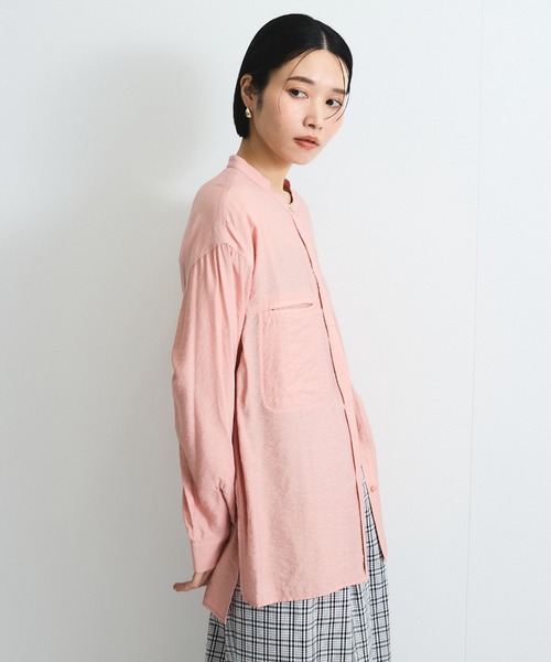 VICKY（ビッキー）の「レーヨンヴィンテージバンドカラーシャツ≪手洗い可能≫（シャツ/ブラウス・レディース・ホワイト/ピンク/ブラック・M）」の19枚目の写真