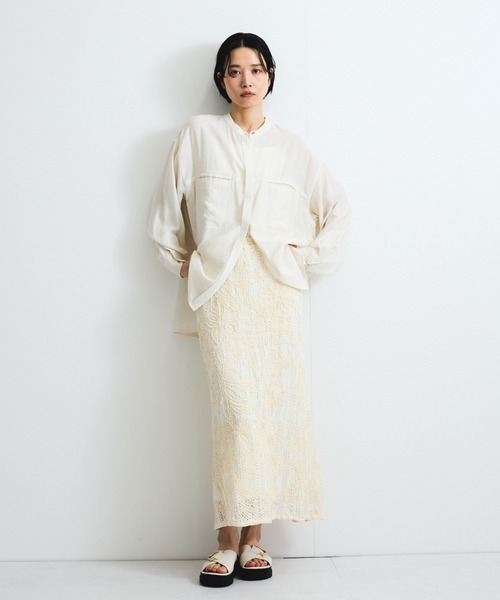 VICKY（ビッキー）の「レーヨンヴィンテージバンドカラーシャツ≪手洗い可能≫（シャツ/ブラウス・レディース・ホワイト/ピンク/ブラック・M）」の21枚目の写真