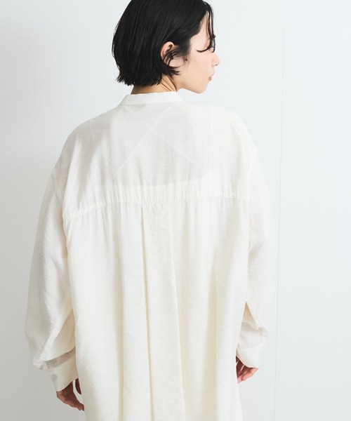 VICKY（ビッキー）の「レーヨンヴィンテージバンドカラーシャツ≪手洗い可能≫（シャツ/ブラウス・レディース・ホワイト/ピンク/ブラック・M）」の5枚目の写真