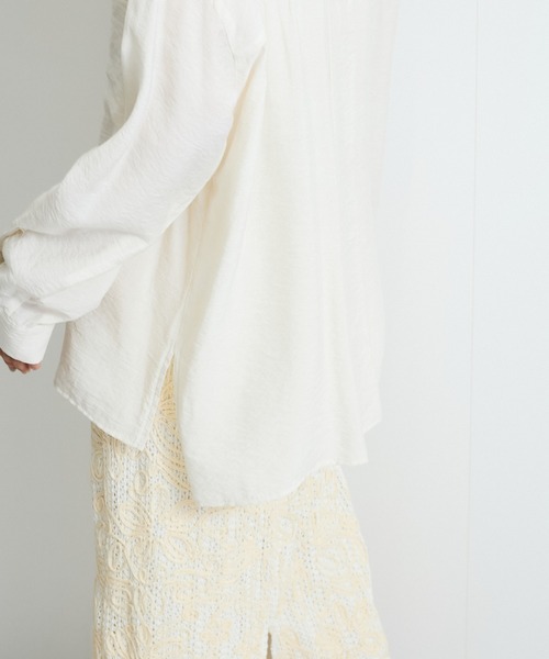 VICKY（ビッキー）の「レーヨンヴィンテージバンドカラーシャツ≪手洗い可能≫（シャツ/ブラウス・レディース・ホワイト/ピンク/ブラック・M）」の7枚目の写真