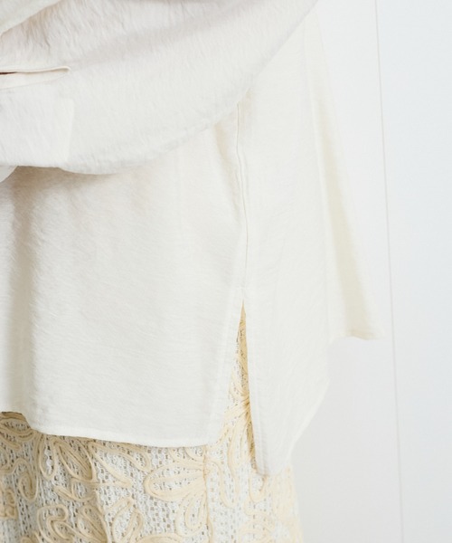 VICKY（ビッキー）の「レーヨンヴィンテージバンドカラーシャツ≪手洗い可能≫（シャツ/ブラウス・レディース・ホワイト/ピンク/ブラック・M）」の8枚目の写真