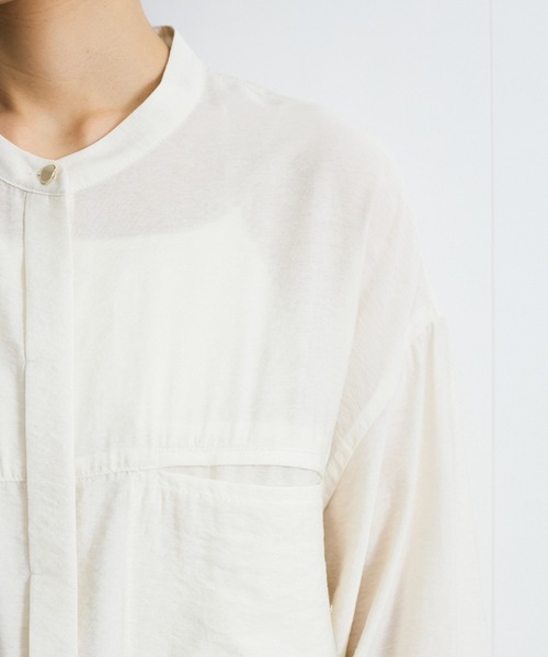 VICKY（ビッキー）の「レーヨンヴィンテージバンドカラーシャツ≪手洗い可能≫（シャツ/ブラウス・レディース・ホワイト/ピンク/ブラック・M）」の10枚目の写真