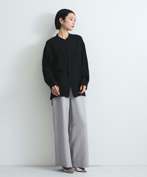 VICKY（ビッキー）の「レーヨンヴィンテージバンドカラーシャツ≪手洗い可能≫（シャツ/ブラウス・レディース・ホワイト/ピンク/ブラック・M）」の13枚目の写真