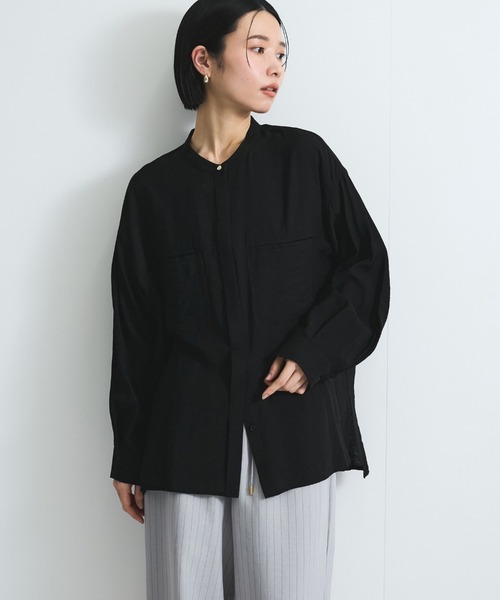 VICKY（ビッキー）の「レーヨンヴィンテージバンドカラーシャツ≪手洗い可能≫（シャツ/ブラウス・レディース・ホワイト/ピンク/ブラック・M）」の14枚目の写真