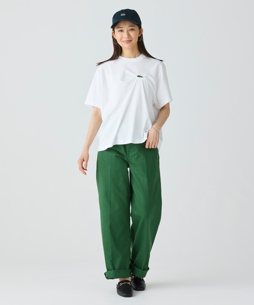 LACOSTE / ラコステ ワニロゴプリーツオーバーサイズフィットTシャツ セール】ワニロゴプリーツオーバーサイズフィットTシャツ（T