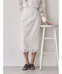 ダブルスタンダードクロージング ケミカルレースタイトスカート　ブラウン ケミカルレース タイトスカート レース」に該当するファッション