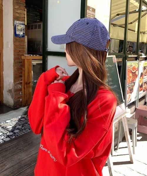 SHEPP（シープ）の「ワンポイント刺繍 チェック ベースボールキャップ（キャップ・レディース・ホワイト/ブルー/アイボリー・F）」の11枚目の写真