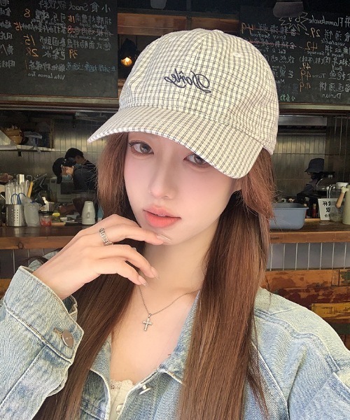 SHEPP（シープ）の「ワンポイント刺繍 チェック ベースボールキャップ（キャップ・レディース・ホワイト/ブルー/アイボリー・F）」の18枚目の写真