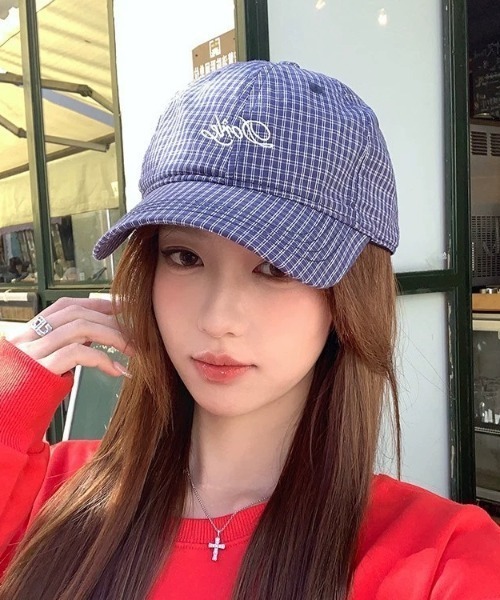 SHEPP（シープ）の「ワンポイント刺繍 チェック ベースボールキャップ（キャップ・レディース・ホワイト/ブルー/アイボリー・F）」の10枚目の写真