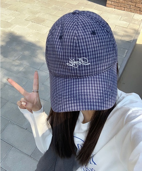 SHEPP（シープ）の「ワンポイント刺繍 チェック ベースボールキャップ（キャップ・レディース・ホワイト/ブルー/アイボリー・F）」の13枚目の写真