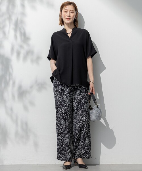 吸水速乾/UVカット/接触冷感】ストレッチジョーゼット バンドカラー