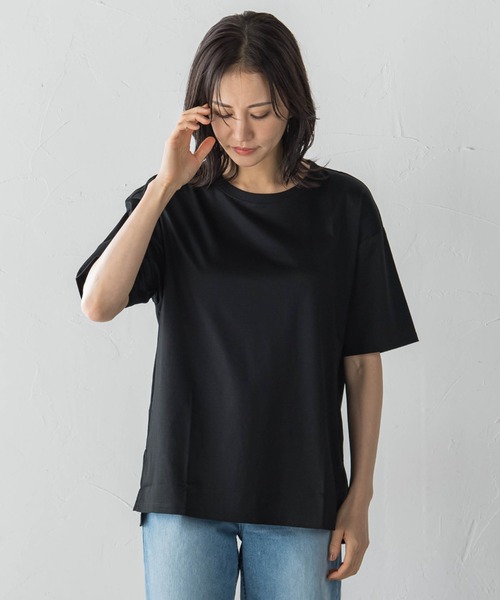 LAUTREAMONT(ロートレアモン)の「【WEB限定】【3サイズ】コットン汗じみ防止カットソー≪洗える/接触冷感≫(Tシャツ/カットソー・レディース・チャコールグレー/ホワイト/イエロー/ピンク/ベージュ/ブラック/キャメル/グリーン/ブルー/オレンジ・11号/7号/9号)」の3枚目の写真