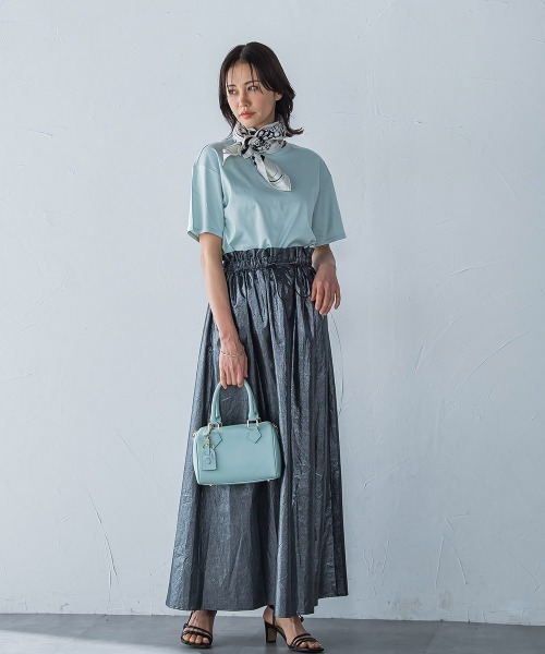 LAUTREAMONT(ロートレアモン)の「【WEB限定】【3サイズ】コットン汗じみ防止カットソー≪洗える/接触冷感≫(Tシャツ/カットソー・レディース・チャコールグレー/ホワイト/イエロー/ピンク/ベージュ/ブラック/キャメル/グリーン/ブルー/オレンジ・11号/7号/9号)」の15枚目の写真