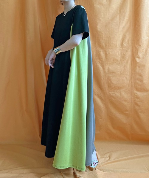 LHELBIE(レルビエ)の「テントライン3カラーワンピース(ワンピース・レディース・ネイビー/チャコールグレー/ブラック・M)」の9枚目の写真