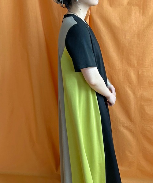 LHELBIE(レルビエ)の「テントライン3カラーワンピース(ワンピース・レディース・ネイビー/チャコールグレー/ブラック・M)」の6枚目の写真