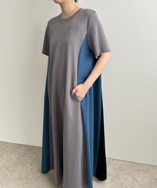 LHELBIE(レルビエ)の「テントライン3カラーワンピース(ワンピース・レディース・ネイビー/チャコールグレー/ブラック・M)」の14枚目の写真