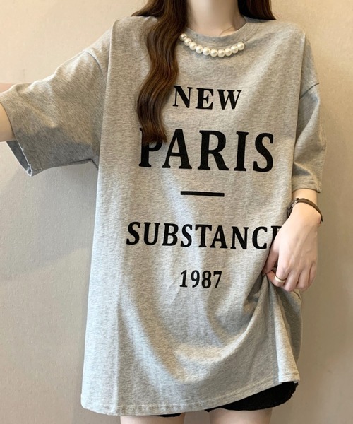 CANVAS+（キャンバスプラス）の「【CANVAS+】パール付きプリントルーズTシャツ（Tシャツ/カットソー・レディース・グレー/ホワイト/ブラック・M）」の20枚目の写真