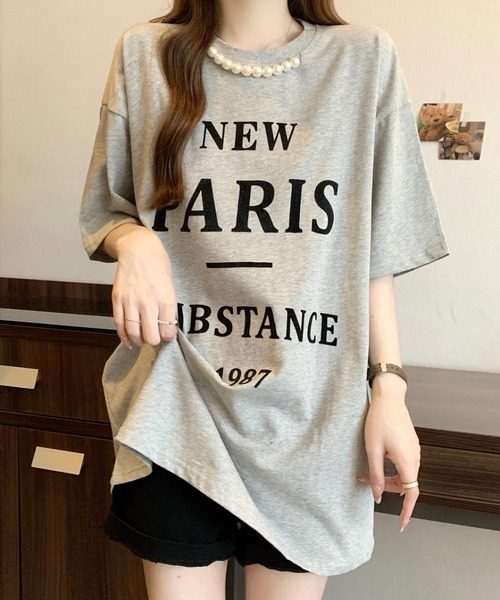 CANVAS+（キャンバスプラス）の「【CANVAS+】パール付きプリントルーズTシャツ（Tシャツ/カットソー・レディース・グレー/ホワイト/ブラック・M）」の18枚目の写真