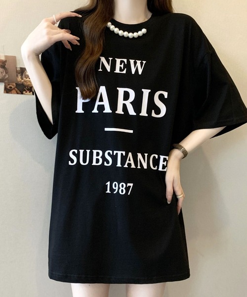 CANVAS+（キャンバスプラス）の「【CANVAS+】パール付きプリントルーズTシャツ（Tシャツ/カットソー・レディース・グレー/ホワイト/ブラック・M）」の14枚目の写真